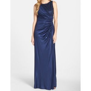 💰Rare Adrianna Papell gown , gathered hip navy blue dress